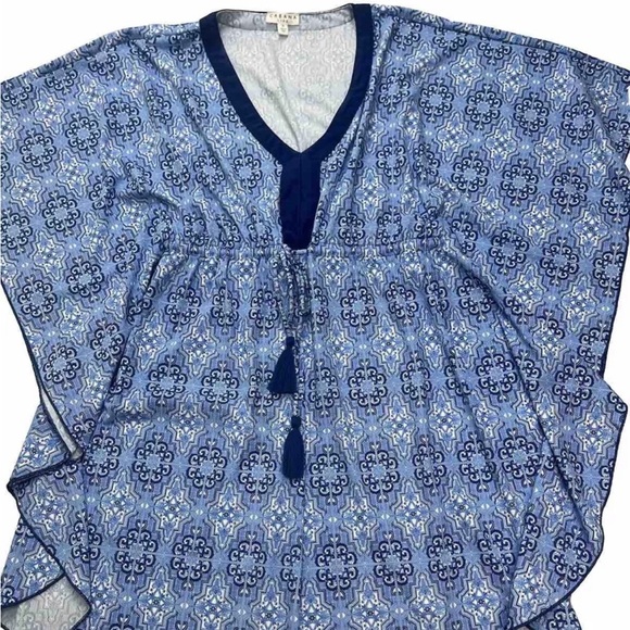 Cabana Life Women's Size Medium Blue Print Moroccan Tile Swim Cover Up - Picture 1 of 8